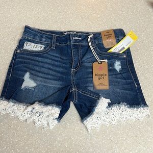Hippie Girl Jean Shorts with Lace Detailing